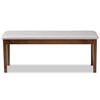 Baxton Studio Teresa Transitional Grey Upholstered and Walnut Wood Dining Bench 170-10917